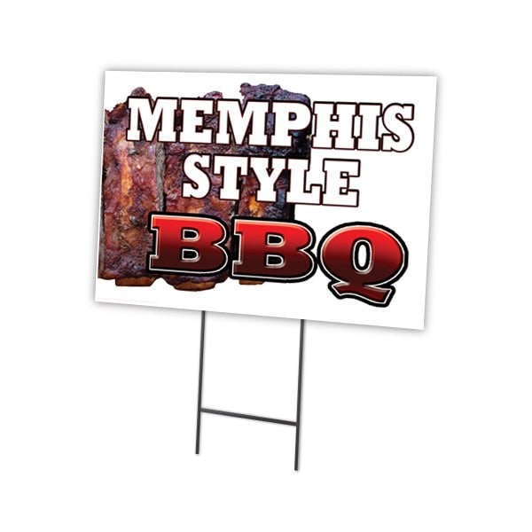 Signmission Memphis Style Bbq Yard Sign & Stake outdoor plastic coroplast window, C-2436 Memphis Style BBQ C-2436 Memphis Style BBQ - main